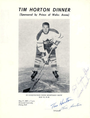 1965 Tim Horton Signed Photo Program. Auto JSA