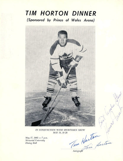1965 Tim Horton Signed Photo Program. Auto JSA