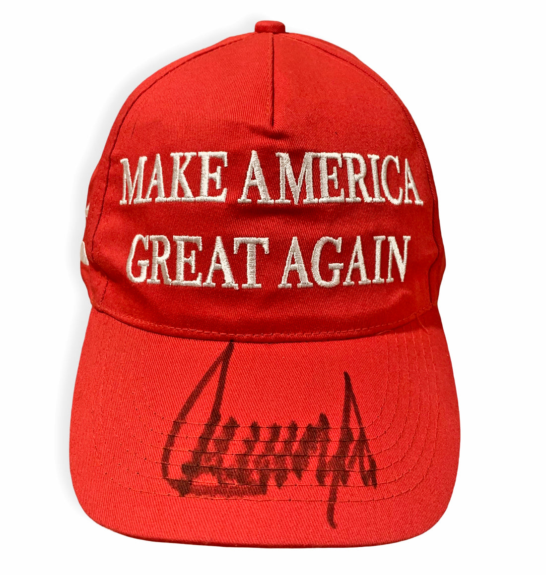 President Donald Trump Signed Red MAGA Hat Cap. Auto JSA