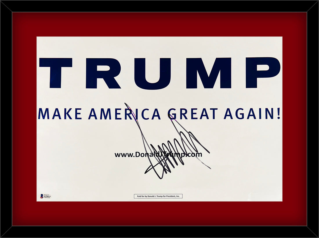 President Donald Trump Signed MAGA Campaign Poster. Presidential Autograph, Beckett BAS