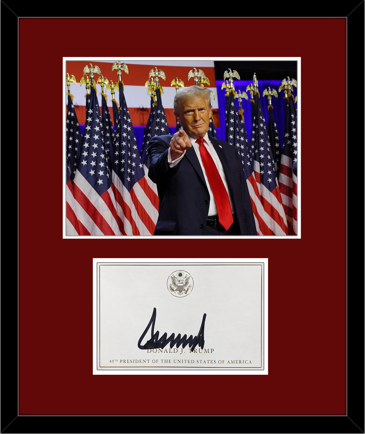 President Donald Trump Signed Autograph Display. PSA – BC Vintage