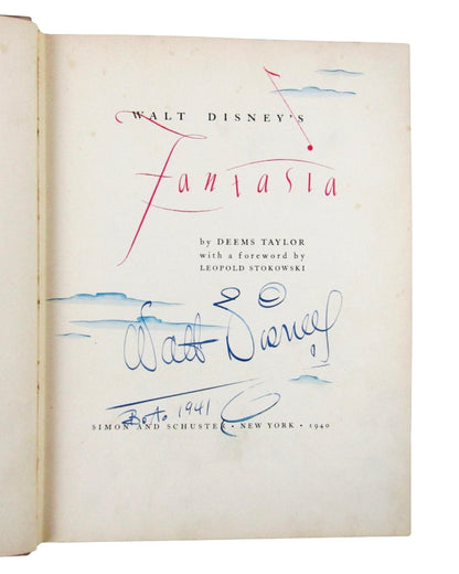 Rare Walt Disney Signed &amp; Inscribed 1st Edition Fantasia Book, JSA