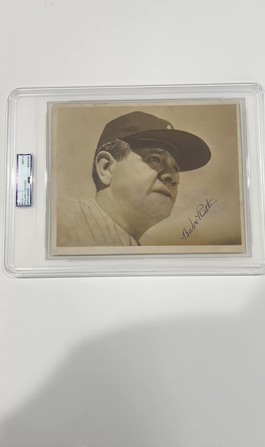 Babe Ruth Signed Photograph, 8x10. Outstanding Oversized, PSA Mint 9
