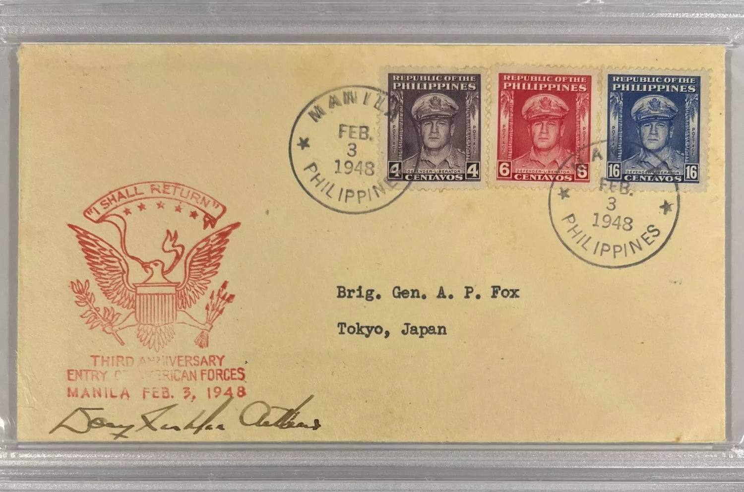 General Douglas MacArthur Signed Envelope. PSA/DNA