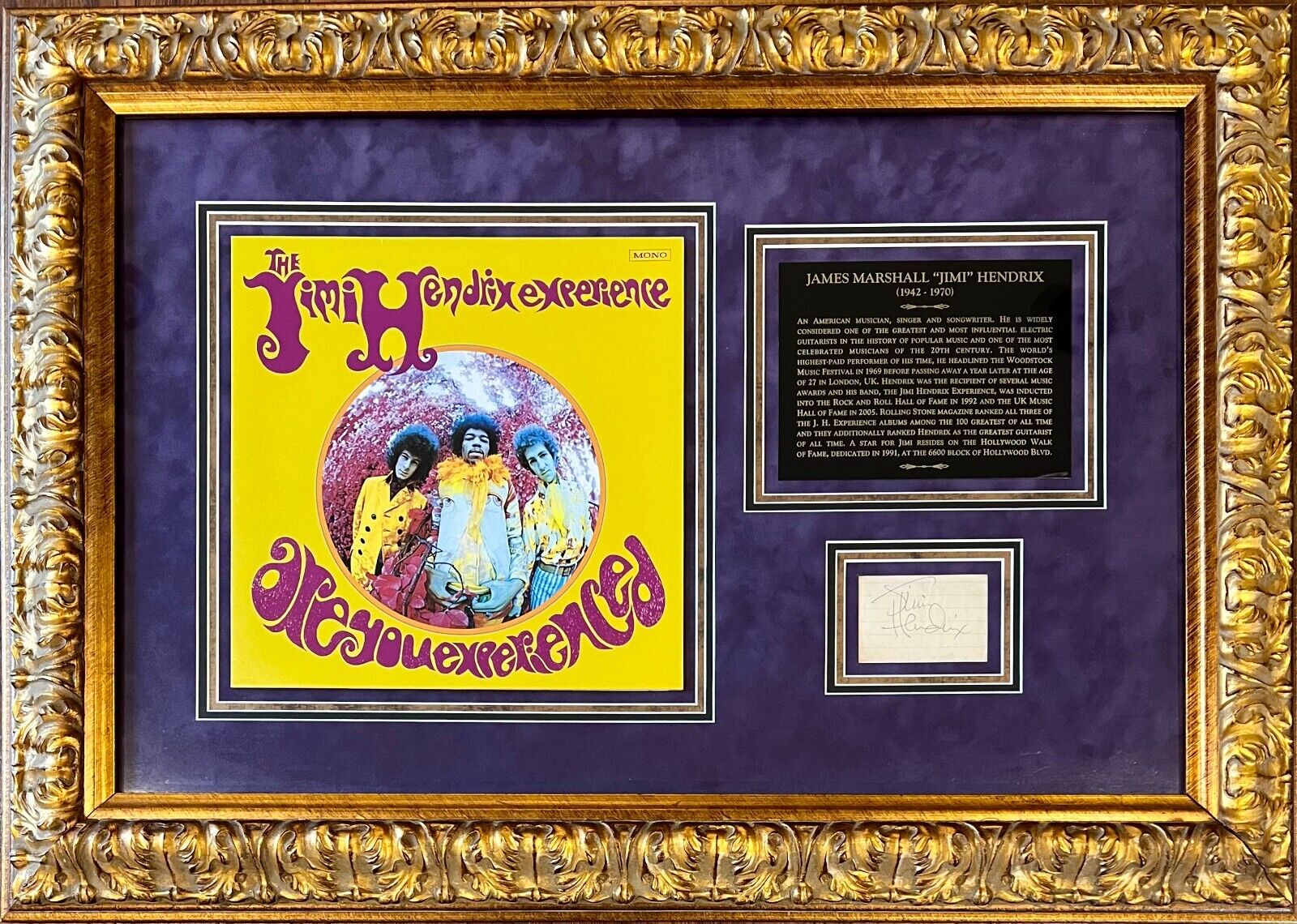 Jimi Hendrix Experience Signed Autograph Framed Display Album. Auto JSA