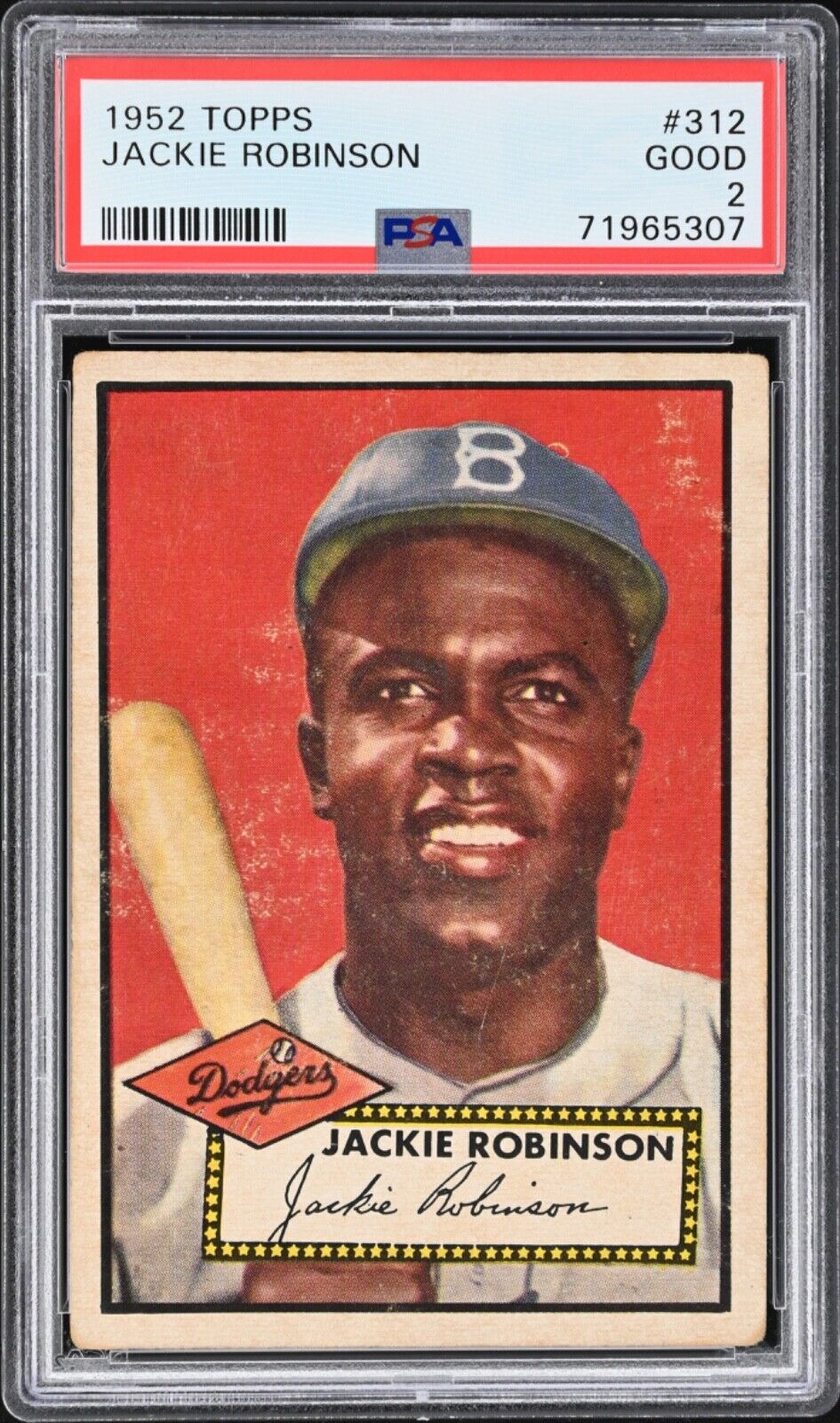 1952 Topps #312 Jackie Robinson PSA 2. Brooklyn Dodgers HOF, Iconic Ca ...