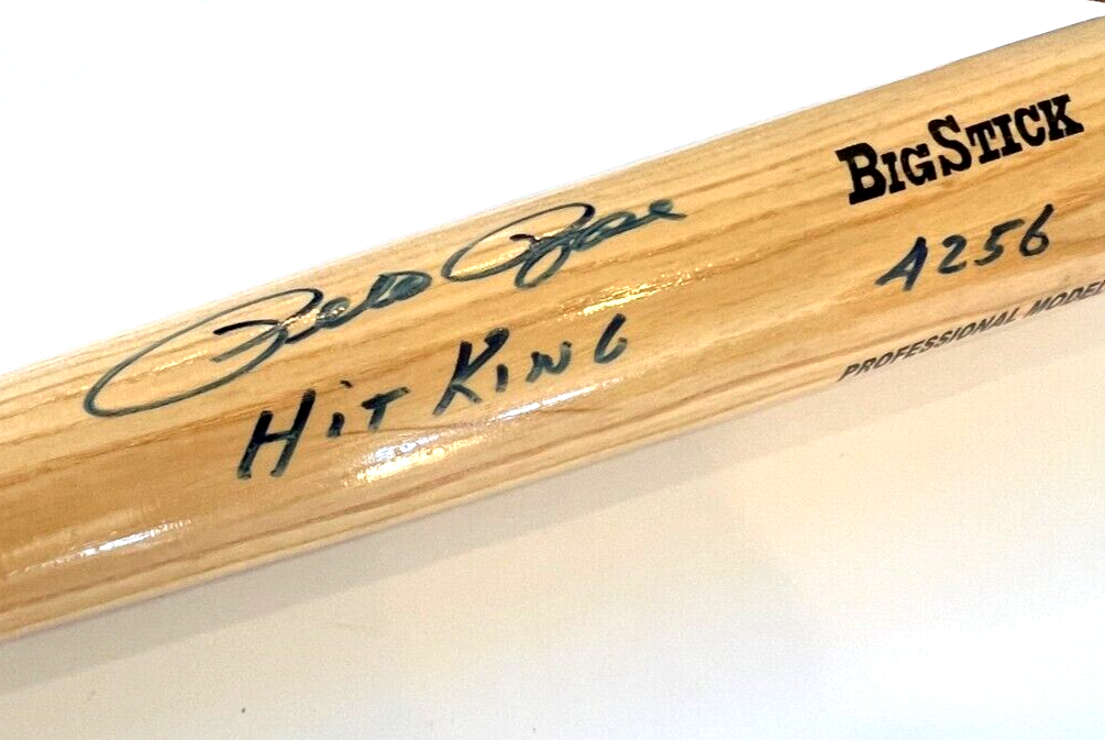 Pete Rose Hit King 4256 Inscription Signed Baseball Bat Rawlings Auto JSA