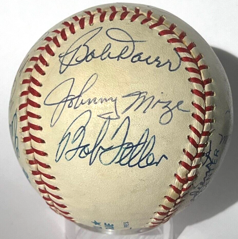 Hall of Fame Multi Signed Baseball. 14 Autographs Mathews, Spahn Berra Kaline Kiner Sewell, JSA