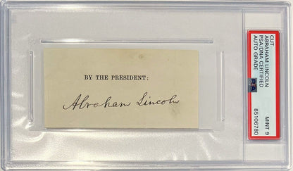 Rare President Abraham Lincoln Signed Full Name Autograph Signature. PSA Mint 9