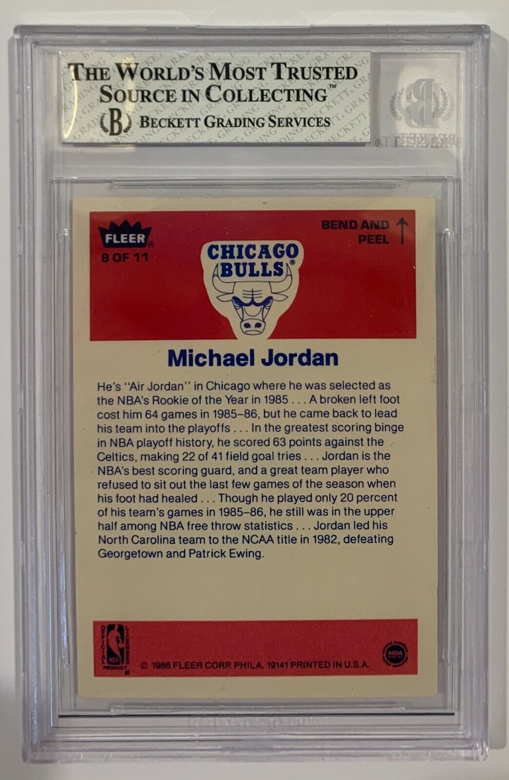 1986 Fleer Sticker Michael Jordan ROOKIE RC 