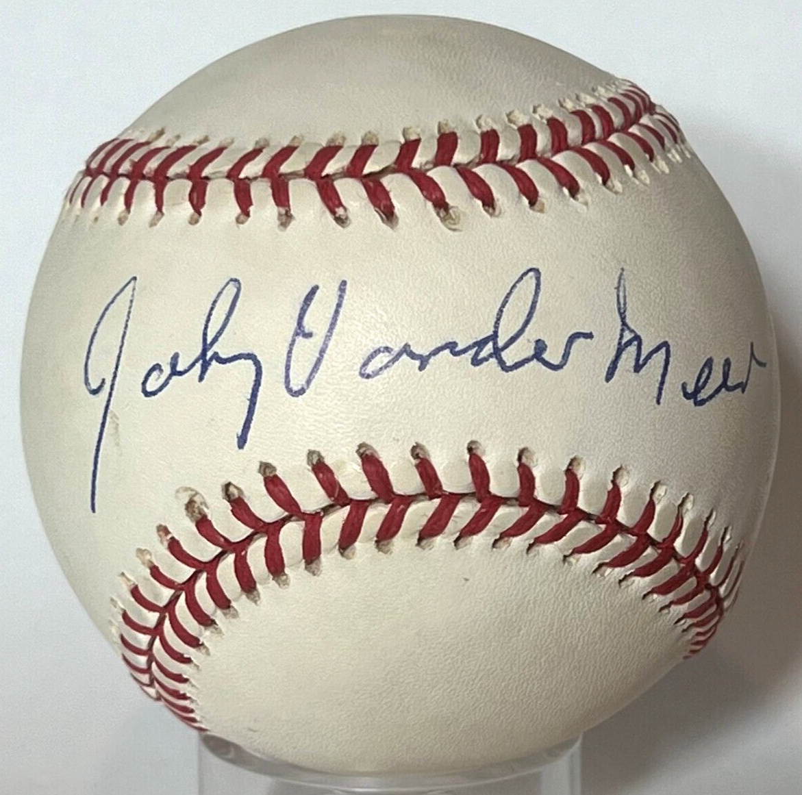 Johnny Vander Meer Signed Autograph Baseball. Vandermeer JSA signature.