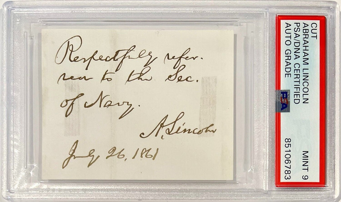 Rare President Abraham Lincoln Signed Civil War Autograph Signature. PSA Mint 9