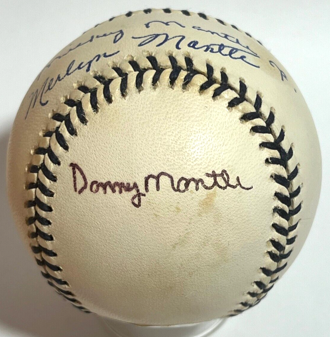 The Mickey Mantle Family Signed Autograph Baseball. JSA Signature.