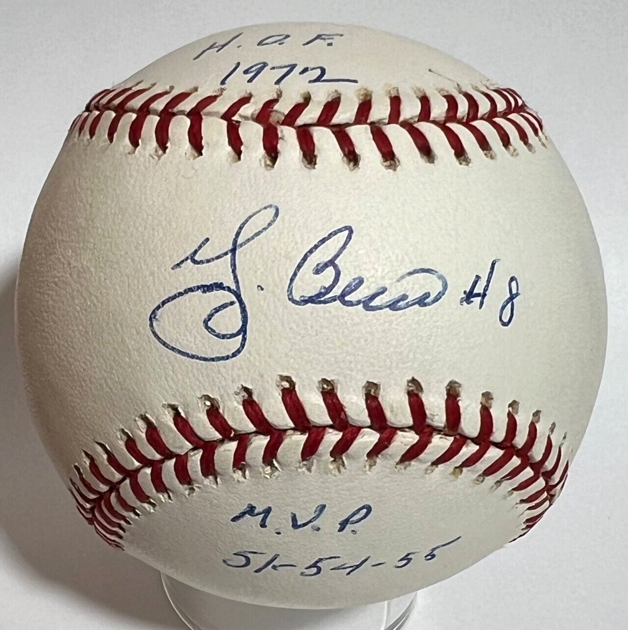 Yogi Berra Signed Baseball with HOF 1972 MVP 