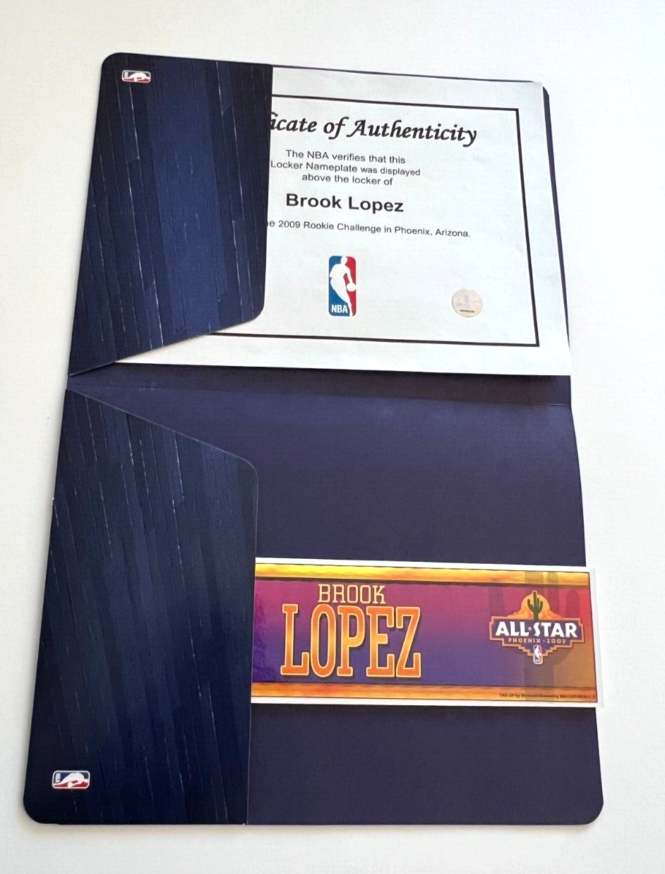 Brook Lopez 2009 All Star Game Locker Room Nameplate New Jersey Nets NBA COA