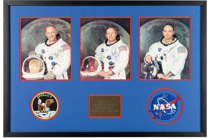 Apollo 11 Signed Framed Autograph Display, Armstrong Aldrin Collins Auto LOA