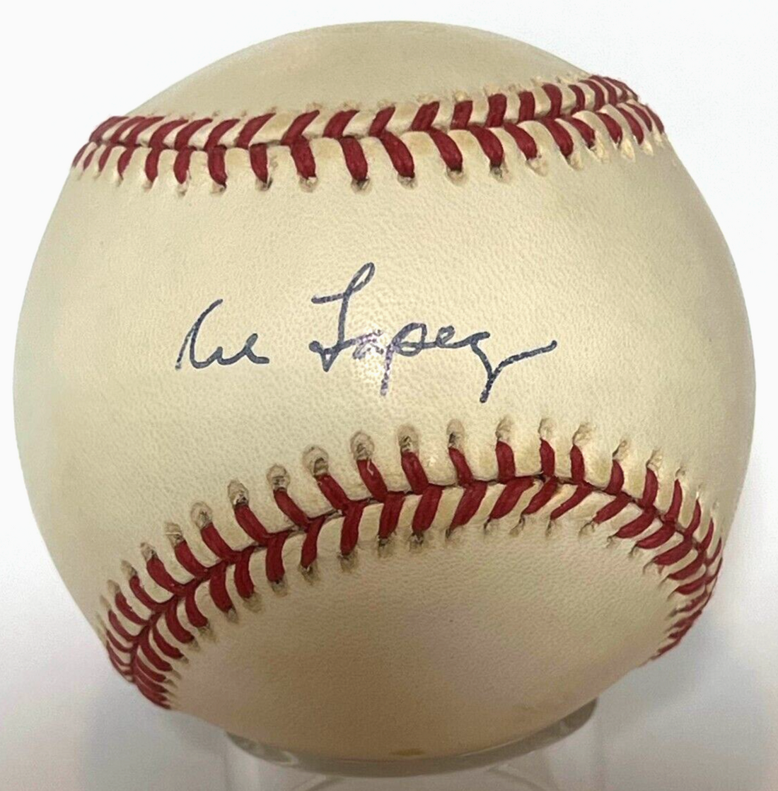 Al Lopez Single Signed Autograph Baseball Brooklyn Dodgers. JSA signature.