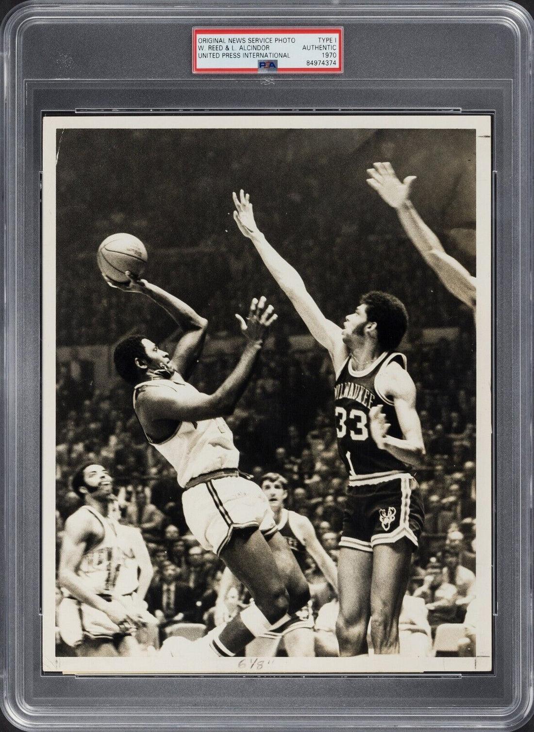 1970 Kareem Abdul-Jabbar Willis Reed Type 1 Photograph NBA Playoffs Photo PSA