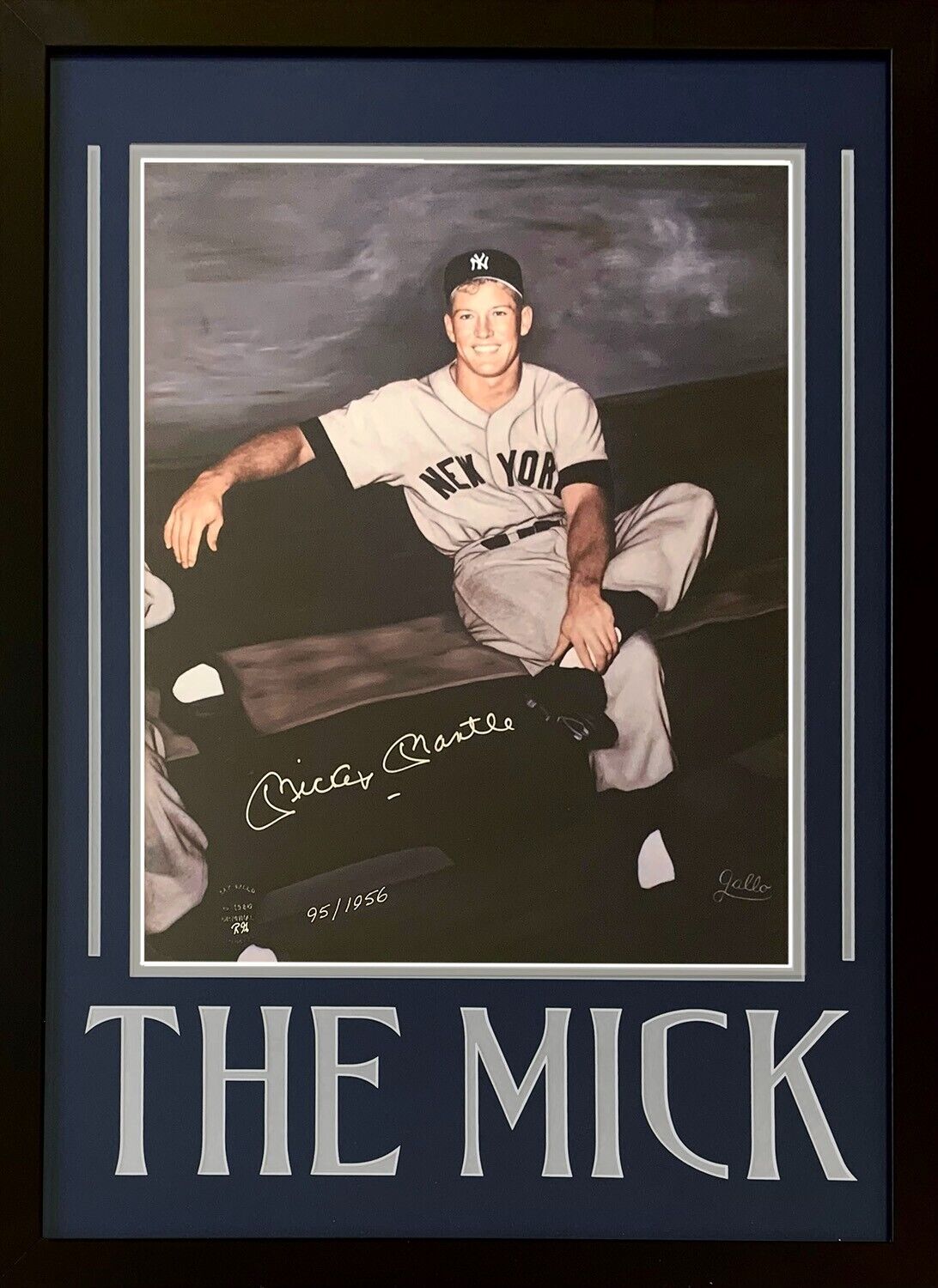 Mickey Mantle Signed 16x20 Autograph Photo, Custom Framed NY Yankees. Auto JSA