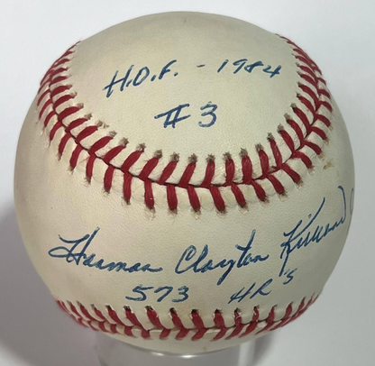 Harmon Clayton Killebrew Signed Baseball with 573 HR HOF MVP Inscriptions. JSA