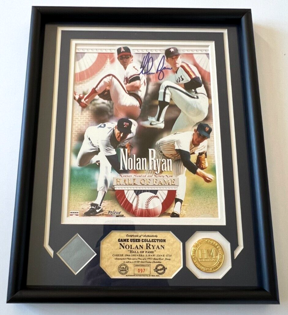 Nolan Ryan Game Used Jersey + Signed Hall of Fame Photo Auto JSA Highland Mint
