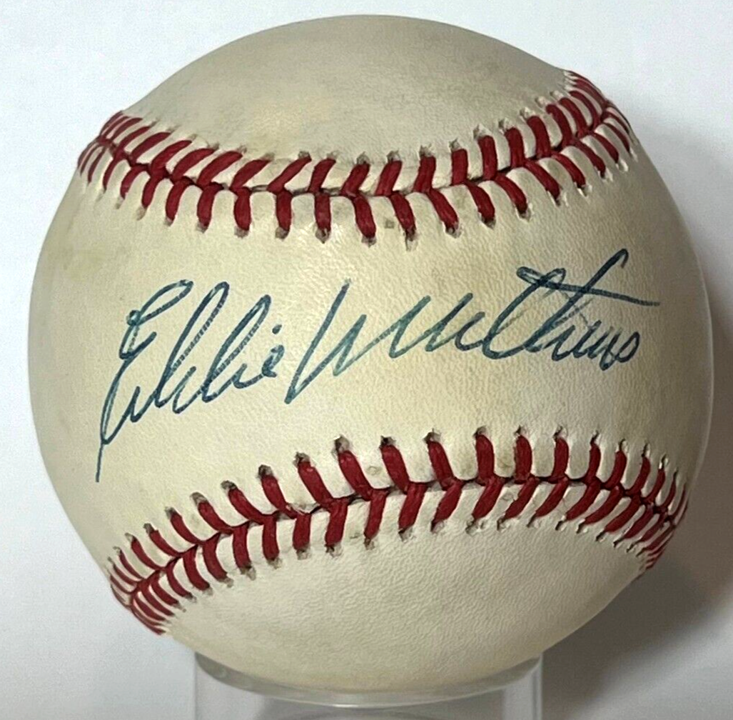 Eddie Mathews Single Signed Autograph Baseball. Milwaukee Braves. JSA signature