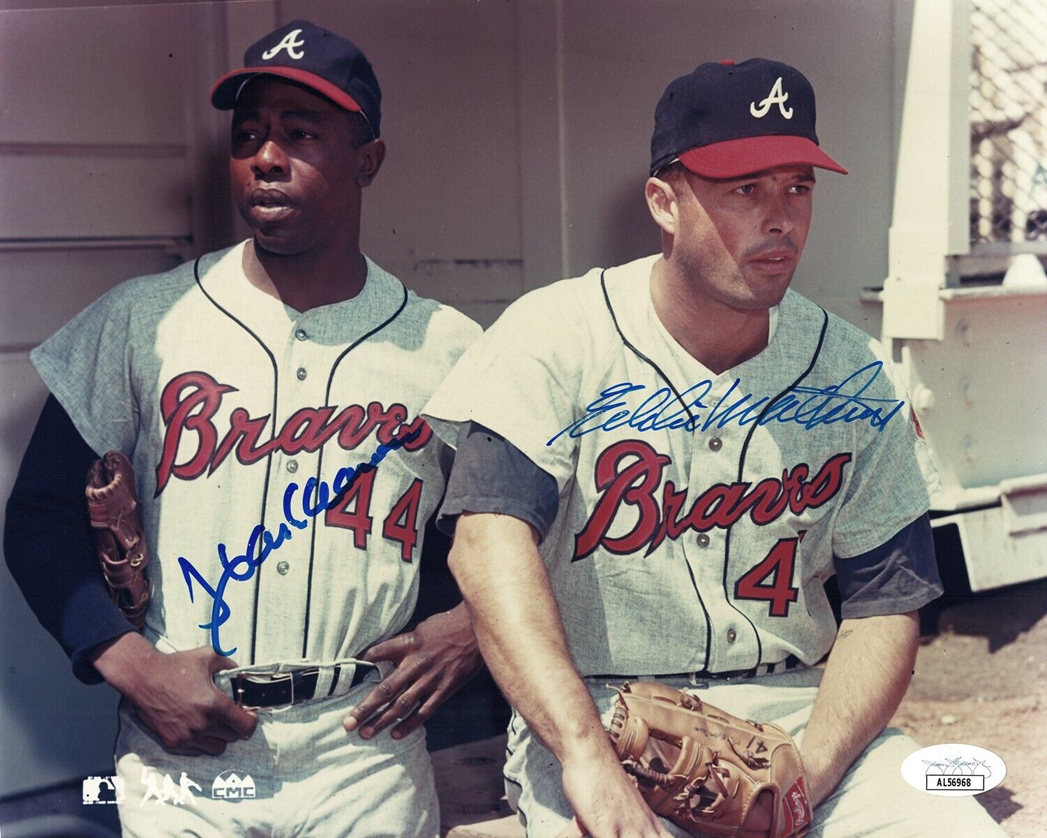 Hank Aaron and Eddie Mathews Signed 8x10 Photo, Atlanta Braves. Auto JSA